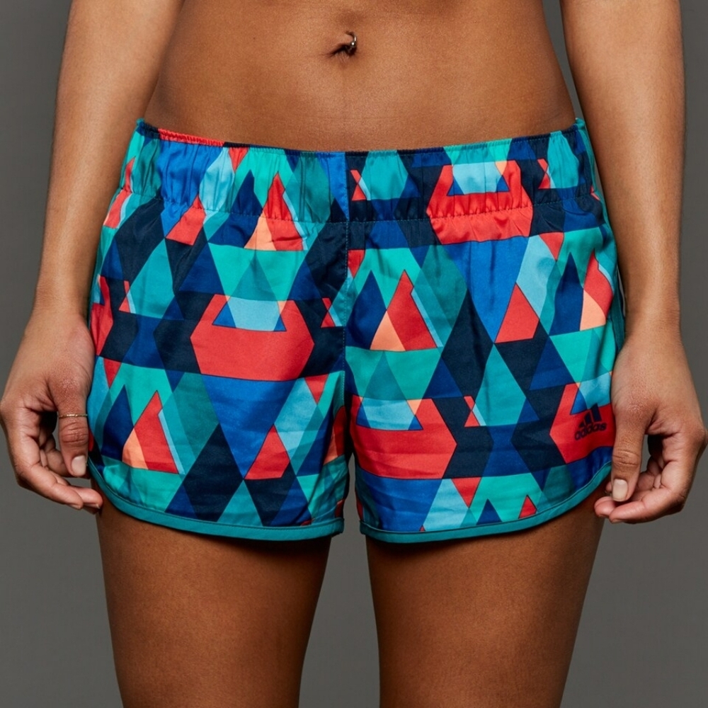 ADIDAS M10 Geometric Graphic Running Teal Shorts | SZ S